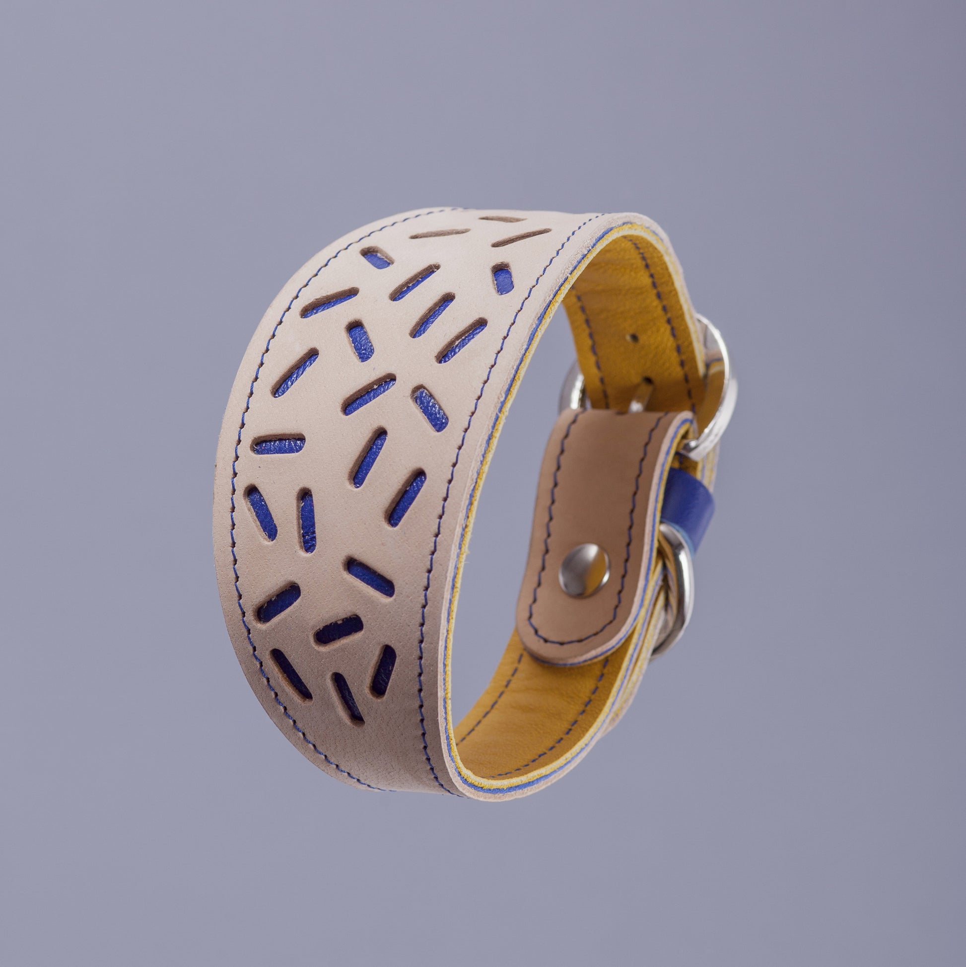 Blue Greyhound Leather Collar from the Bauhaus Collection